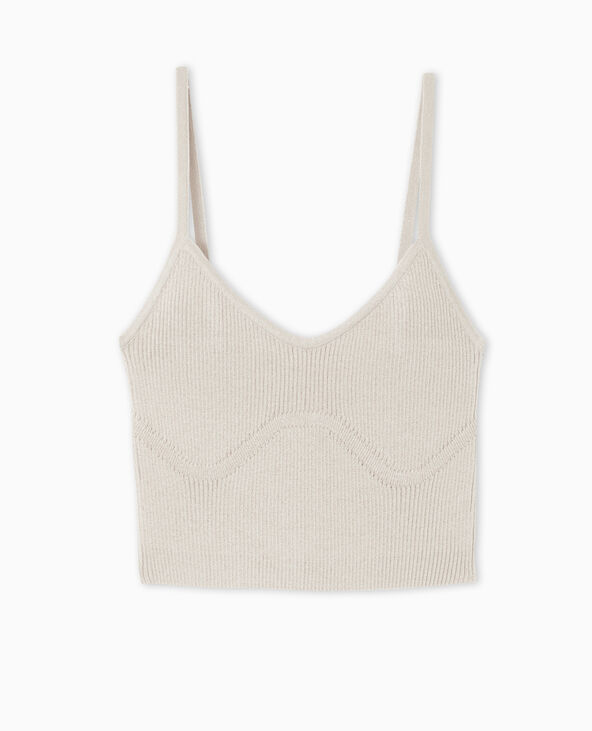 Débardeur court en maille beige - Pimkie