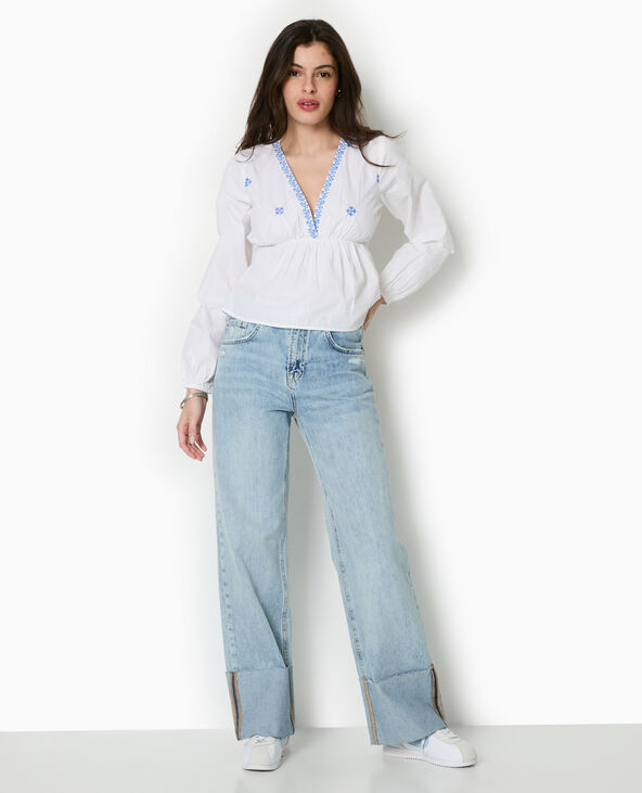 Blouse brodée manches longues blanc - Pimkie