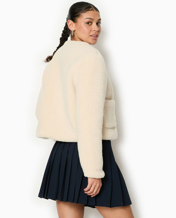 Manteau court en sherpa avec boutons duffle coat beige - Pimkie