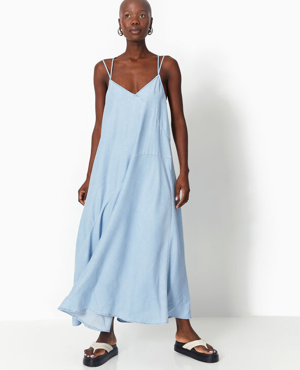 Robe longue en tissu effet jean bleu - Pimkie