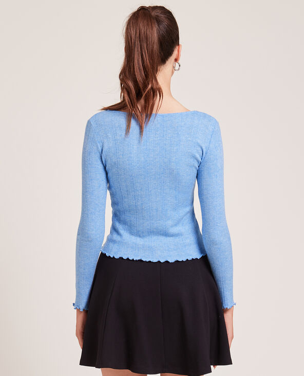 Top boutonné en maille côtelée bleu électrique - Pimkie
