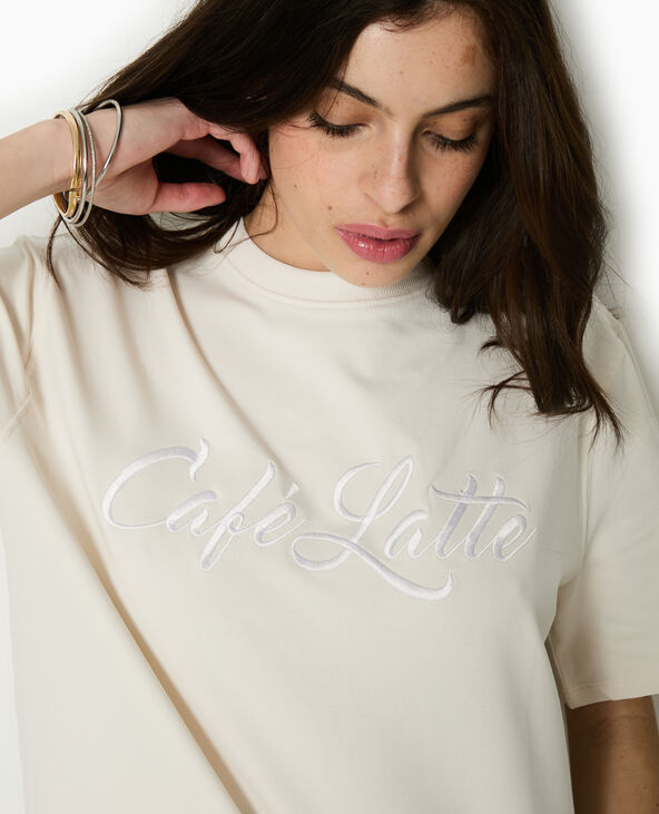 T-shirt épais avec broderie blanc - Pimkie