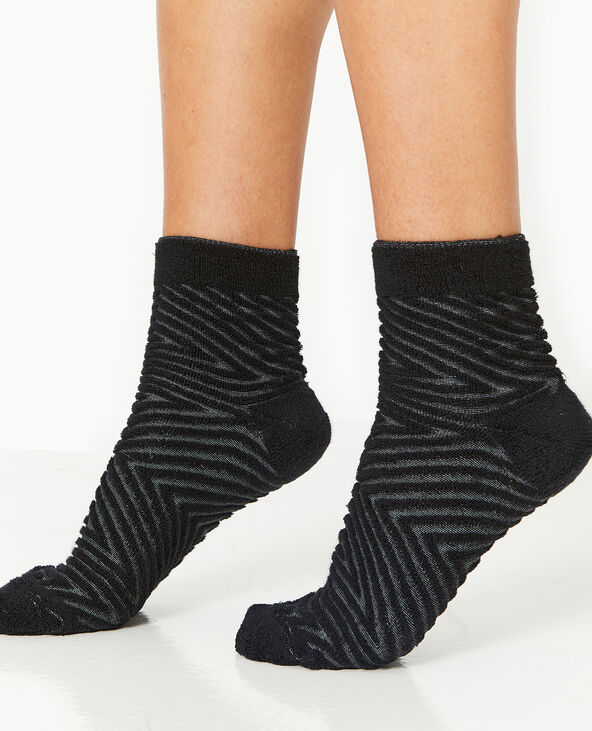 Paire de chaussettes avec rayures maille bouclette noir - Pimkie
