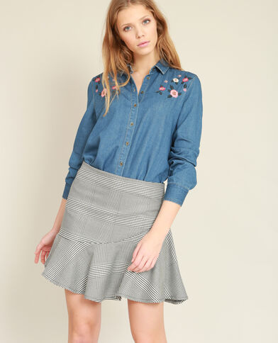 Chemise à broderies bleu denim - Pimkie