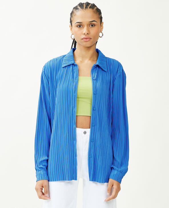 Chemise maille plissée bleu - Pimkie
