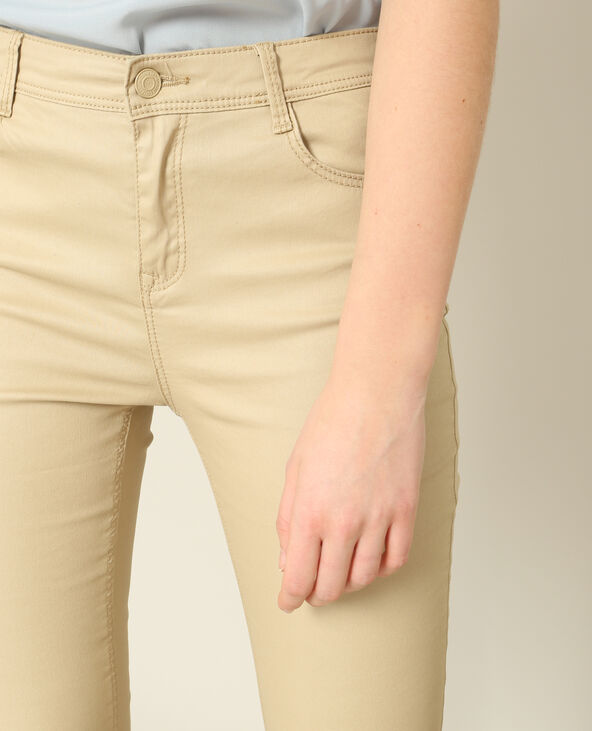 Pantalon enduit beige new arrivals