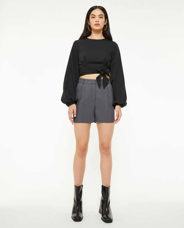 Short taille haute avec pinces  gris foncé - Pimkie