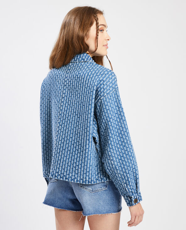 Veste en jean reliefée bleu - Pimkie