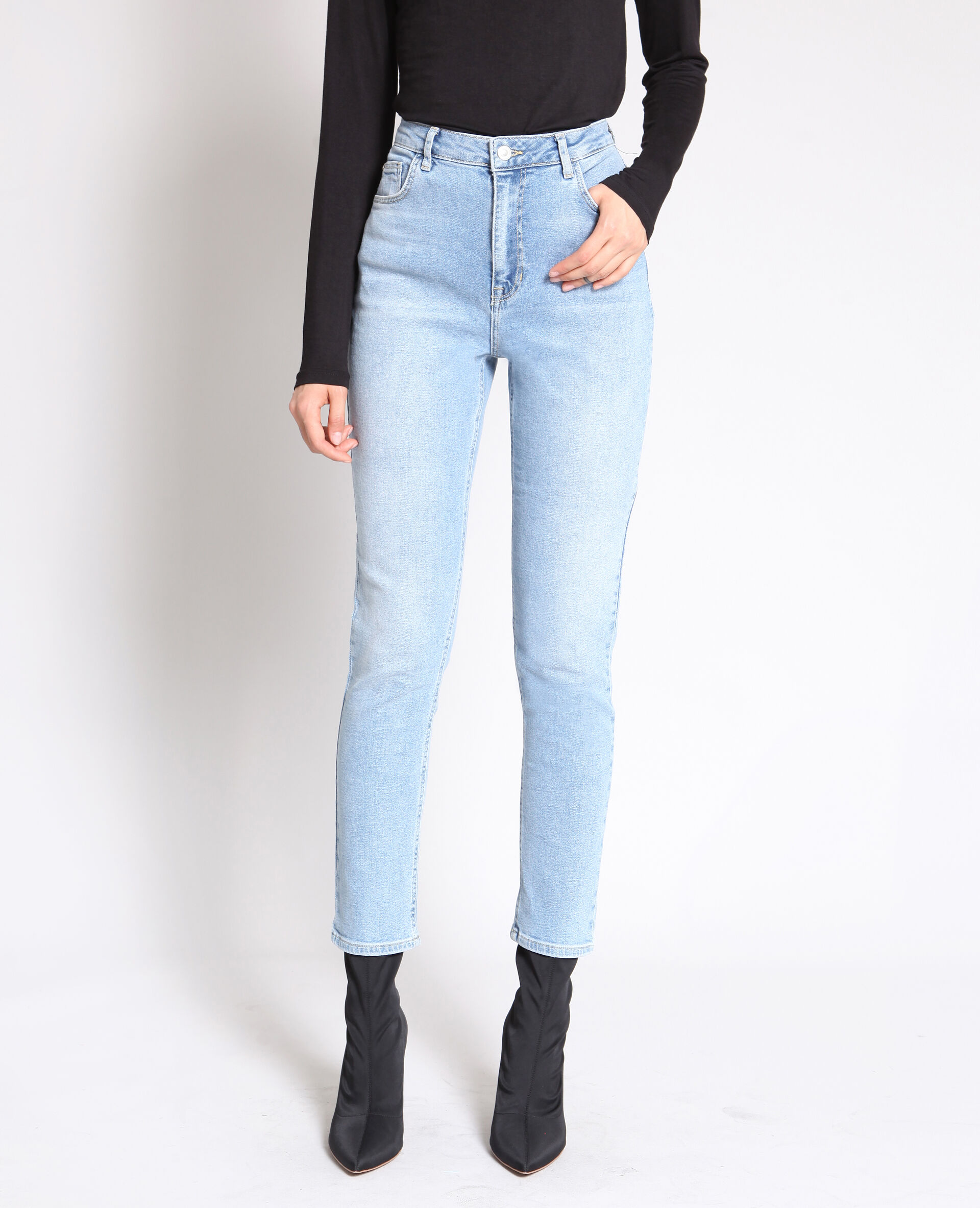 Jean taille new arrivals haute bleu clair