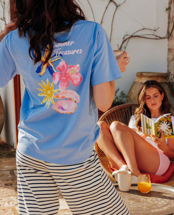 T-shirt oversize avec print devant et dos bleu - Pimkie