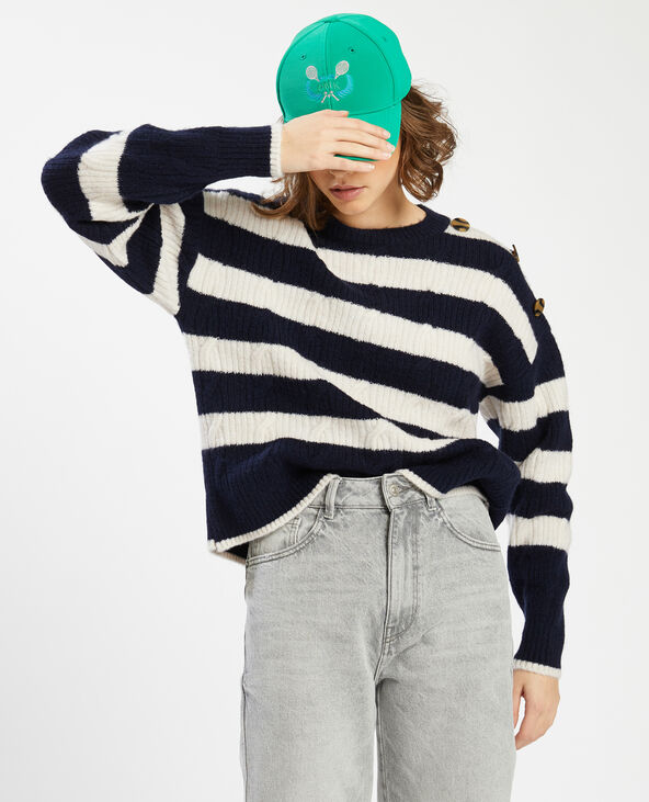 Pull marinière boutonné bleu marine - Pimkie