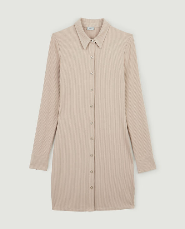 Robe courte boutonnée beige - Pimkie