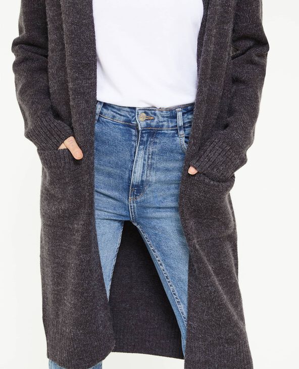 Gilet long avec poches gris chiné - Pimkie