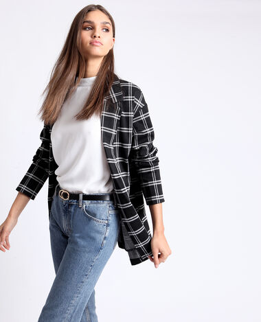Blazer à carreaux noir - Pimkie