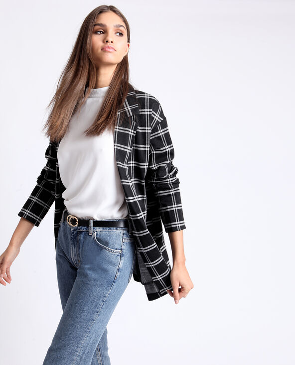 Blazer à carreaux noir - Pimkie