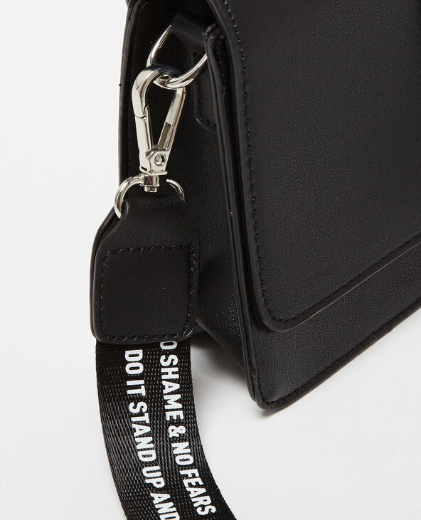 Petit sac trapèze à message noir - Pimkie