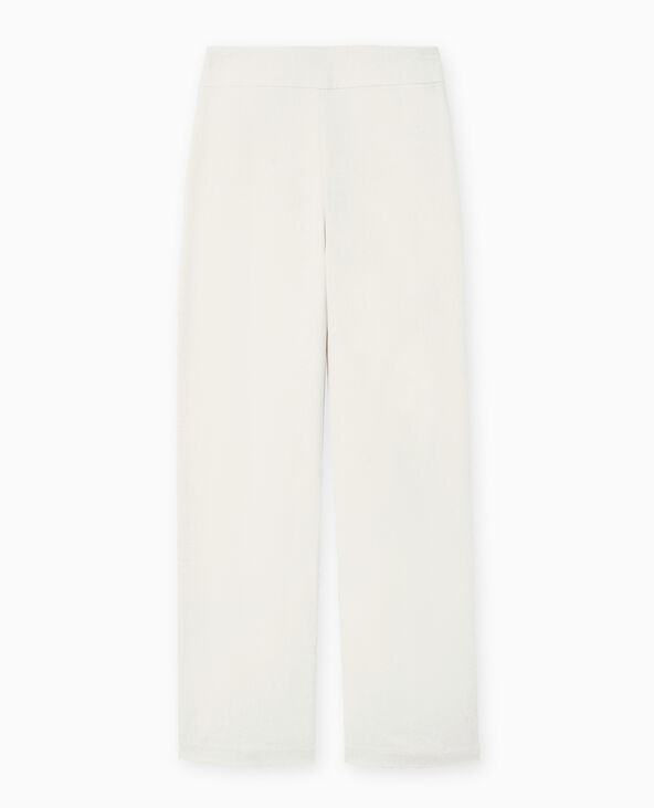 Pantalon droit taille haute avec lin blanc - Pimkie