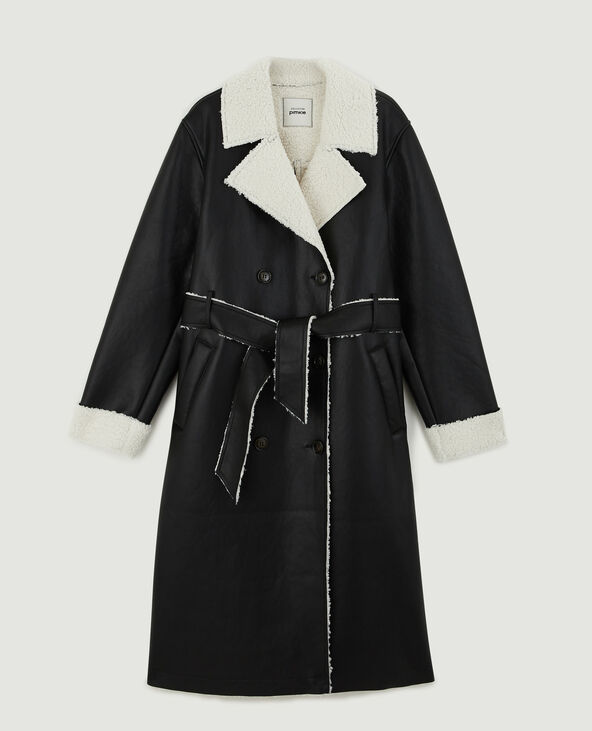 Manteau simili cuir doublé noir - Pimkie