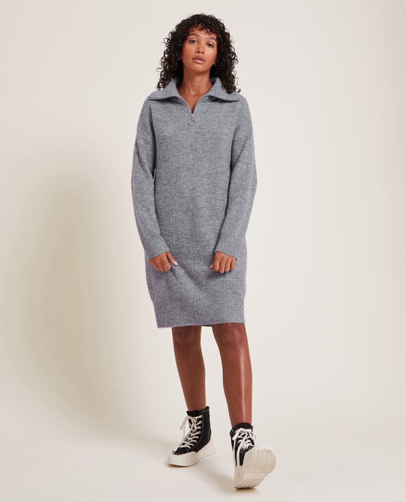 Robe pull en maille gris chiné - Pimkie