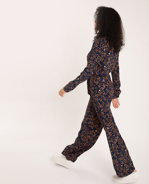 Combi-pantalon à fleurs bleu marine - Pimkie
