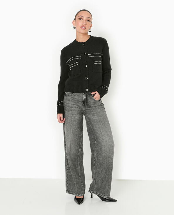 Gilet avec détails contrastés noir - Pimkie