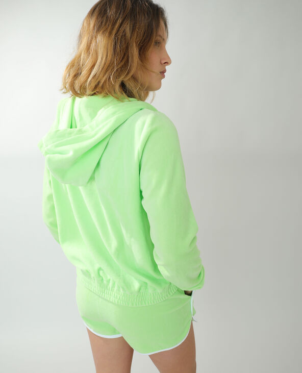 Sweat à capuche en velours vert anis - Pimkie