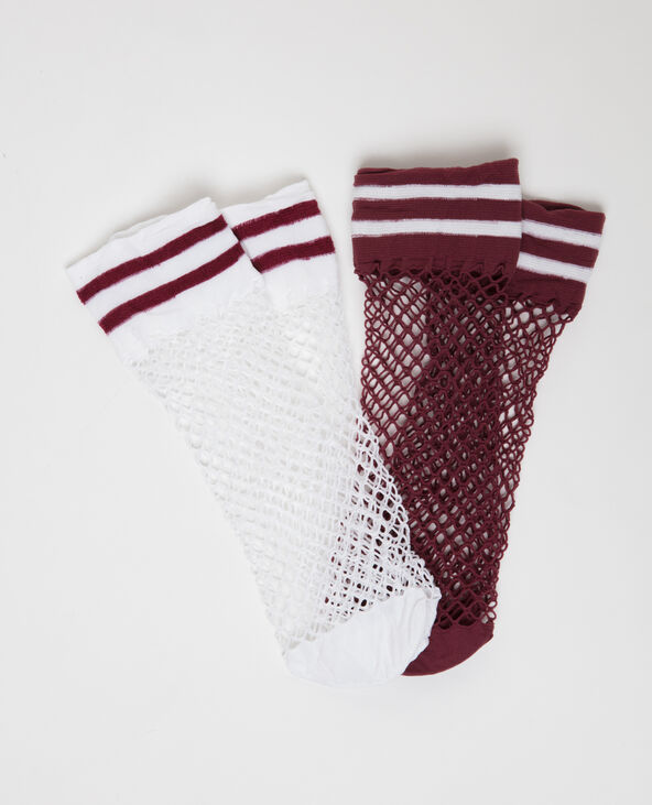 Lot de 2 paires de chaussettes résille bordeaux - Pimkie