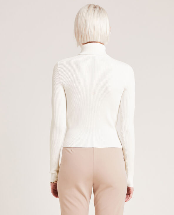 Pull côtelé à col roulé blanc - Pimkie
