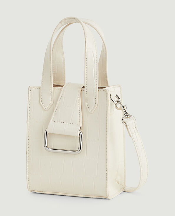 Mini sac avec poignées en simili effet croco écru - Pimkie