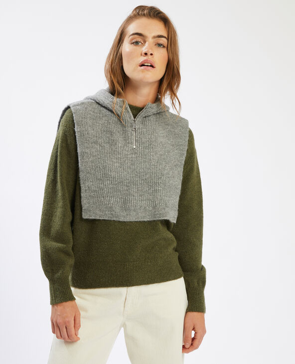 Col tricot zippé gris chiné - Pimkie