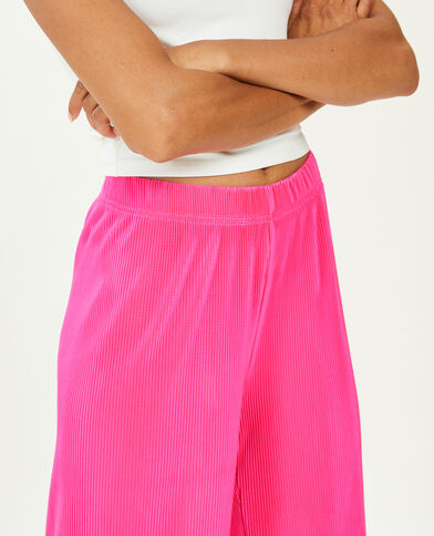 Pantalon large maille plissée rose fuchsia - Pimkie