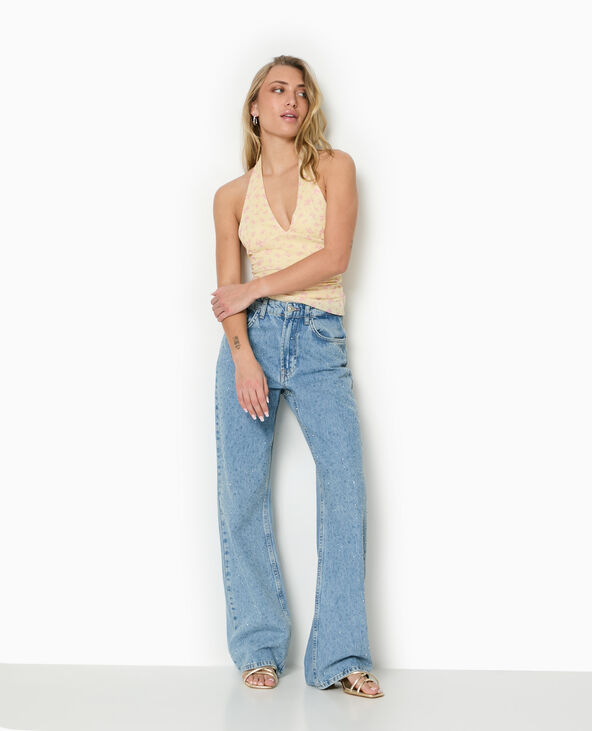 Top dos-nu en résille motif fleurs jaune - Pimkie