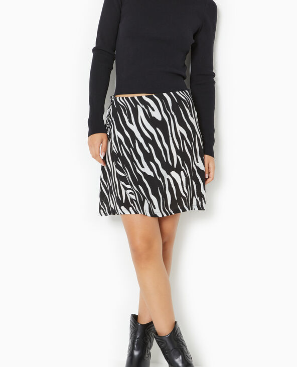 Jupe courte portefeuille motif zèbre noir - Pimkie