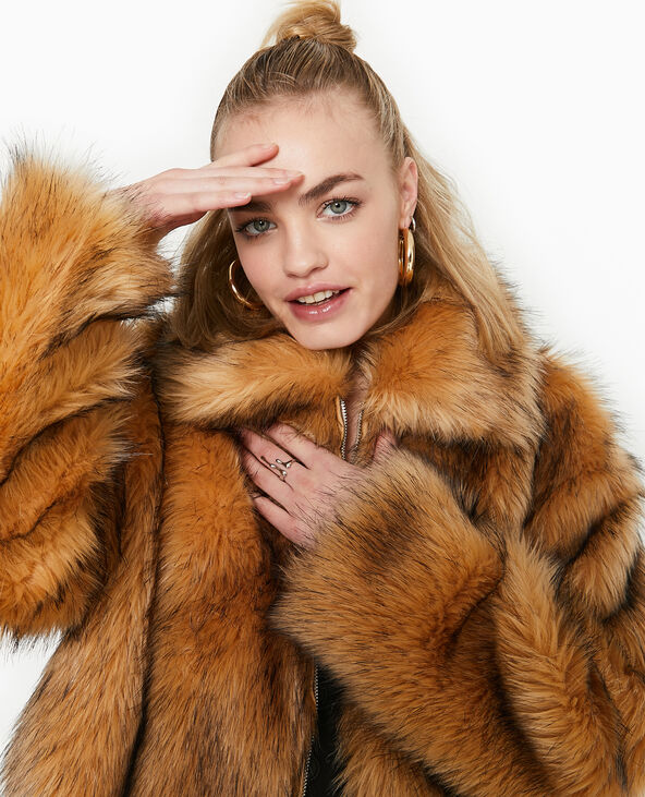 Blouson zippe en fausse fourrure