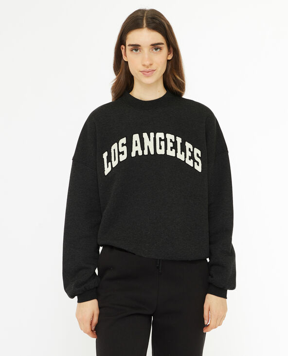Sweat oversize avec patch bouclette gris foncé - Pimkie