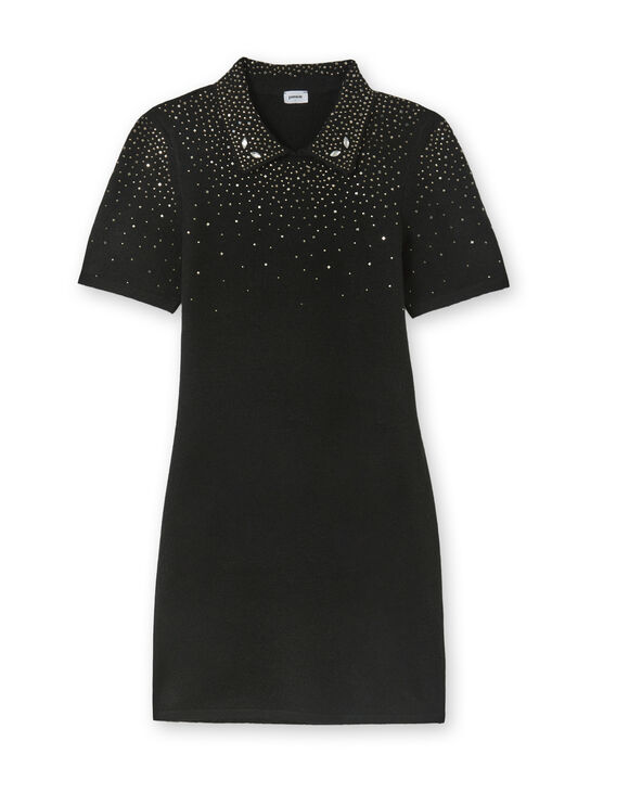 Robe courte en maille fine avec brillants noir - Pimkie