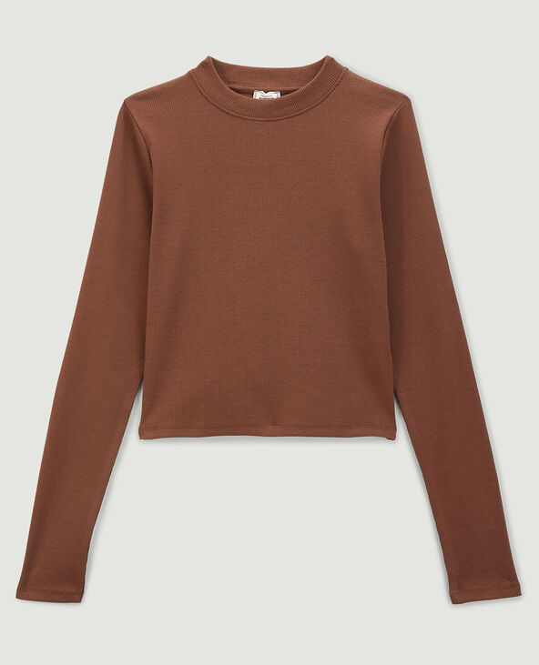Sous-pull cropped côtelé marron - Pimkie