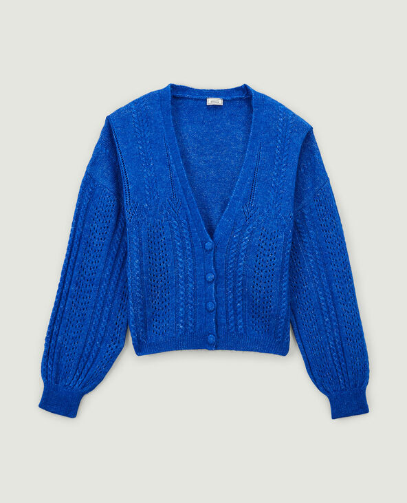 Gilet maille fantaisie bleu électrique - Pimkie
