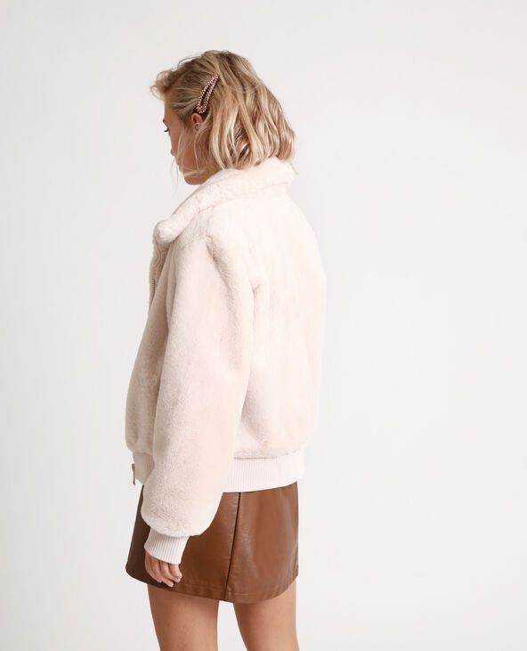 Veste bomber en fausse fourrure rose clair - Pimkie