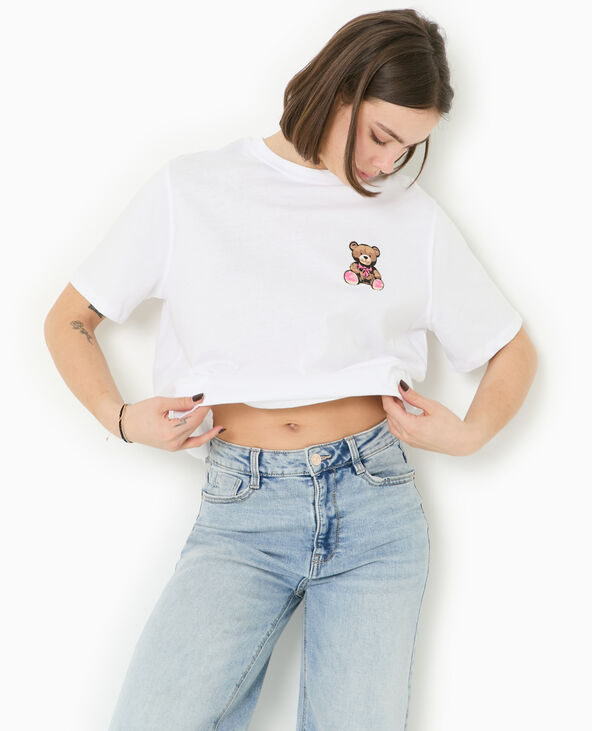 T-shirt ample avec print poitrine et dos blanc - Pimkie