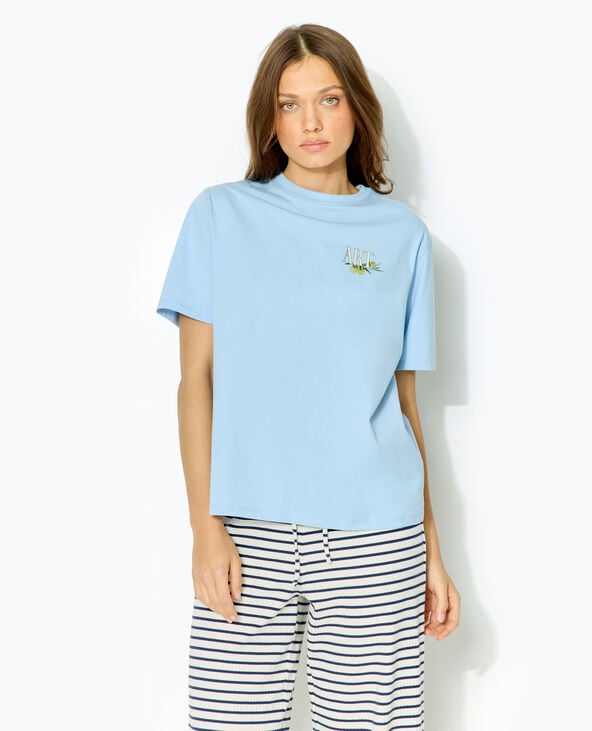 T-shirt oversize avec print poitrine et dos bleu - Pimkie