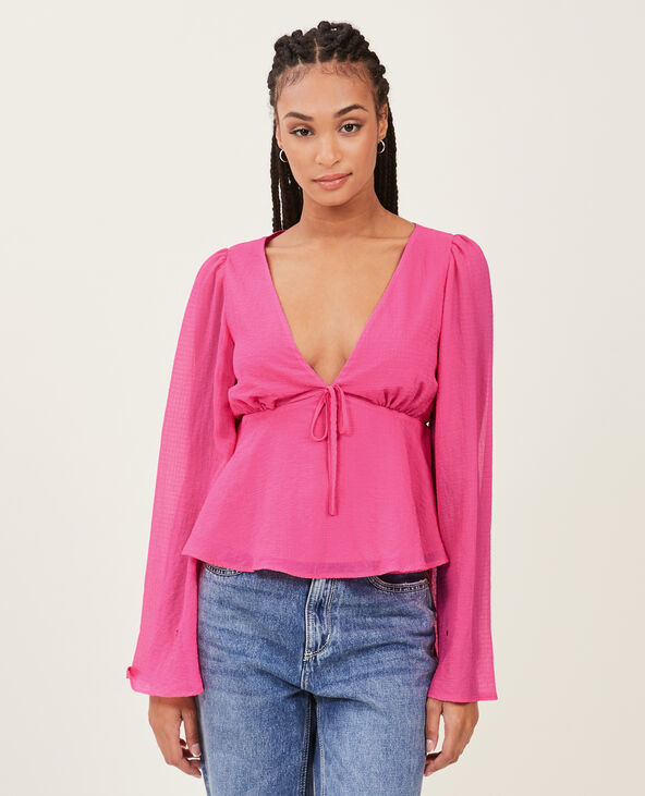 Blouse en tissu léger rose fuchsia - Pimkie