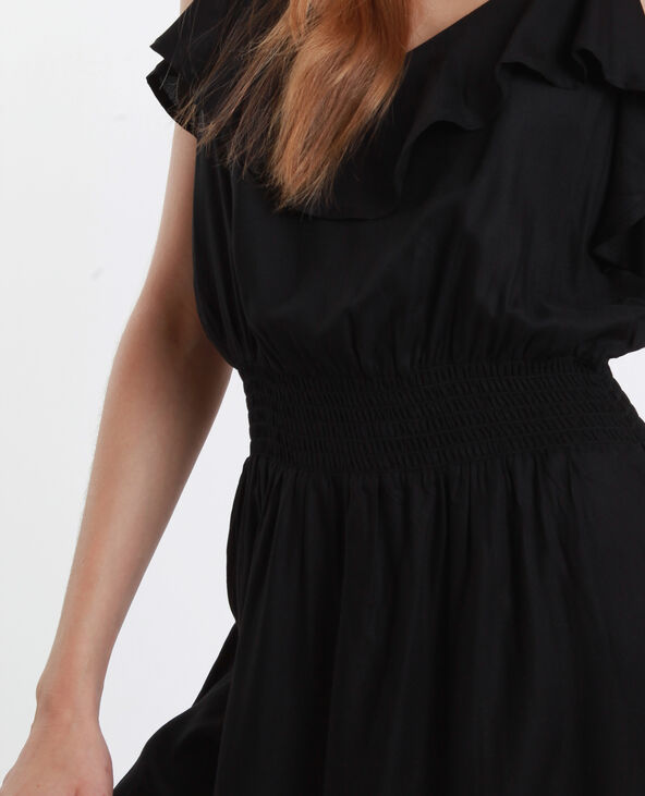 Robe longue avec volant noir - Pimkie