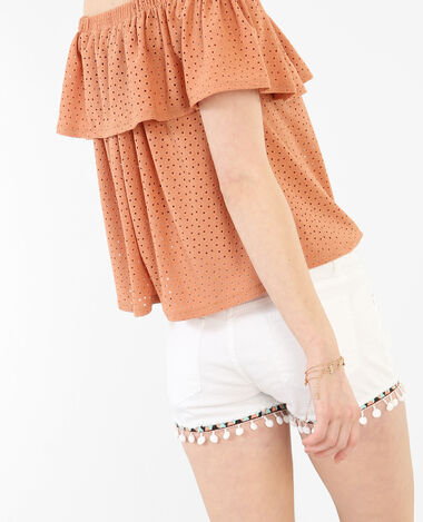 Short galon brodé à pompons blanc - Pimkie