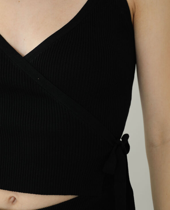 Top cache-cœur tricot noir - Pimkie