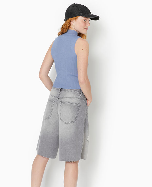 Pull sans manches en maille côtelée bleu - Pimkie