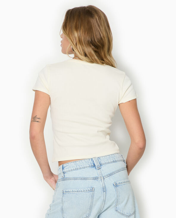 T-shirt ajusté avec print blanc - Pimkie
