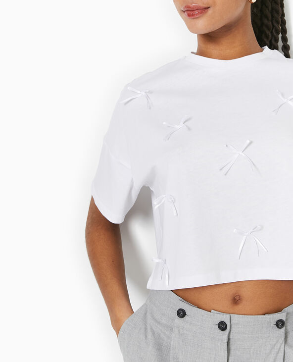 T-shirt court avec nœuds blanc - Pimkie