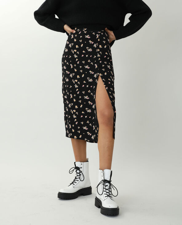 Jupe noire fleurie cheap