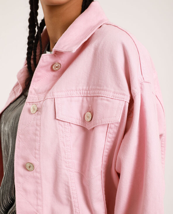 Veste en online jean courte rose